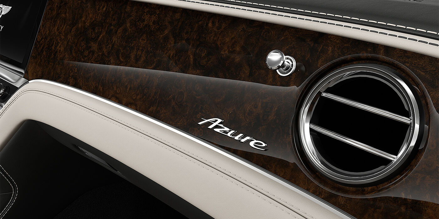 Thomas Exclusive Cars GmbH Bentley Continental GT Azure veneer detail in Dark Burr Walnut with Azure badge