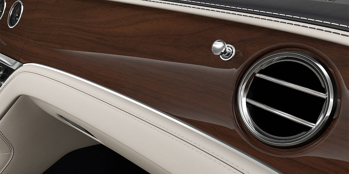 Thomas Exclusive Cars GmbH Bentley Continental GTC convertible veneer detail in Crown Cut Walnut veneer
