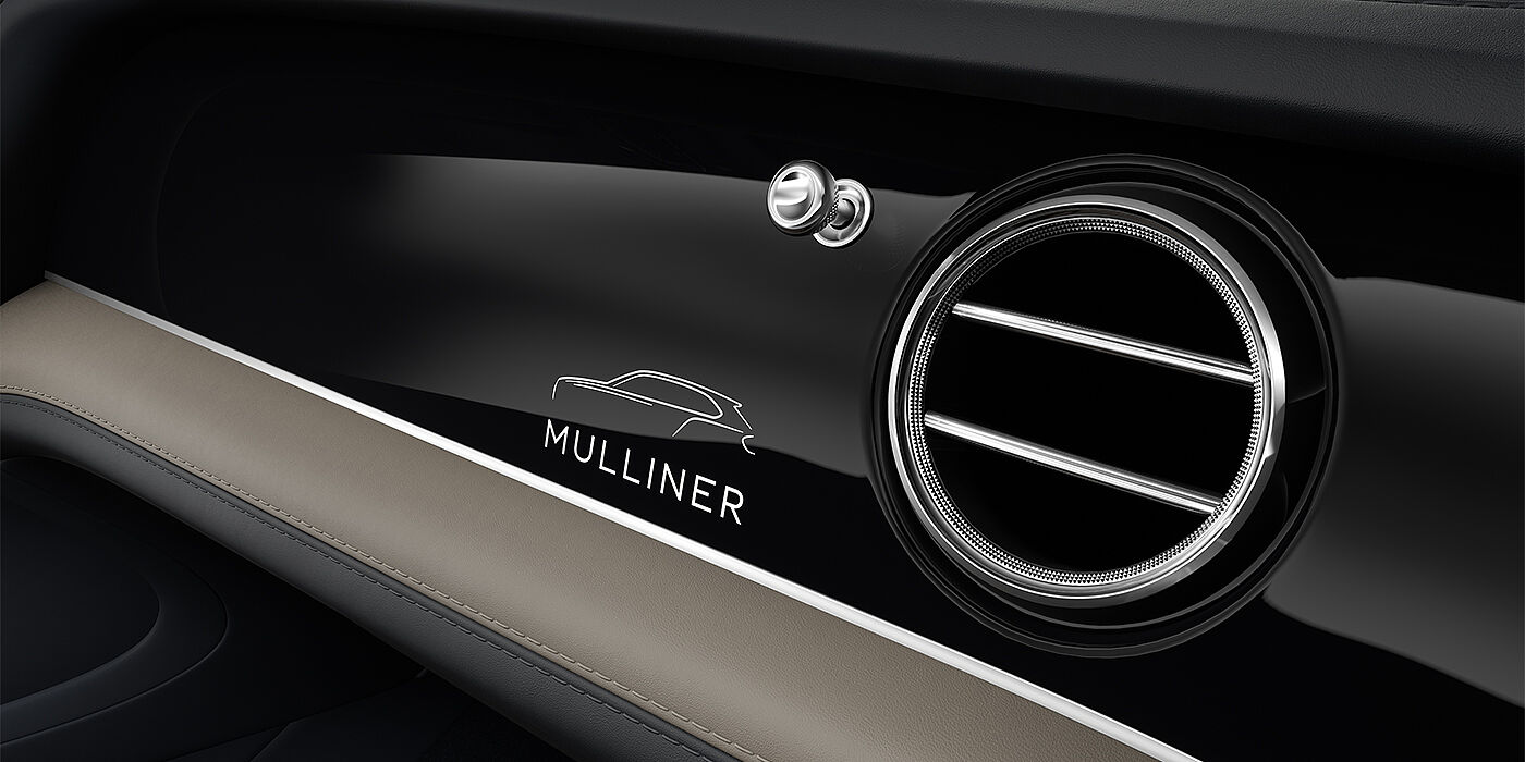 Thomas Exclusive Cars GmbH Bentley Bentayga EWB Mulliner SUV veneer detail in Grand Black with Mulliner fascia badge