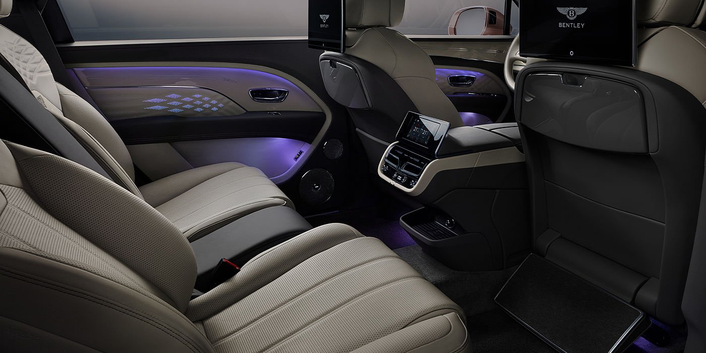 Thomas Exclusive Cars GmbH Bentley Bentayga EWB Azure SUV rear interior with Bentley Diamond Illumination
