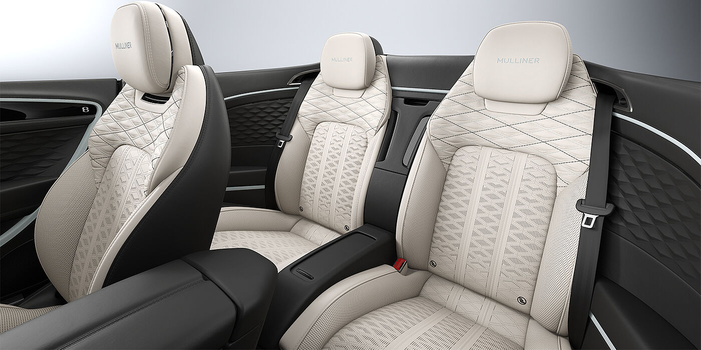 Thomas Exclusive Cars GmbH Bentley Continental GTC Mulliner convertible rear interior in Linen and Beluga black hides with Breeze accent hide