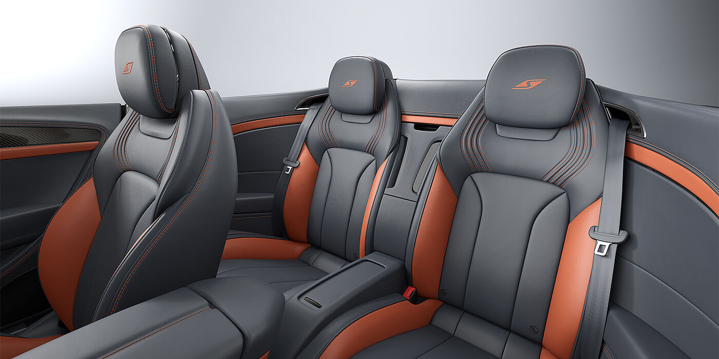 Thomas Exclusive Cars GmbH Bentley Continental GTC S convertible rear interior in Newmarket Tan and Beluga black hides