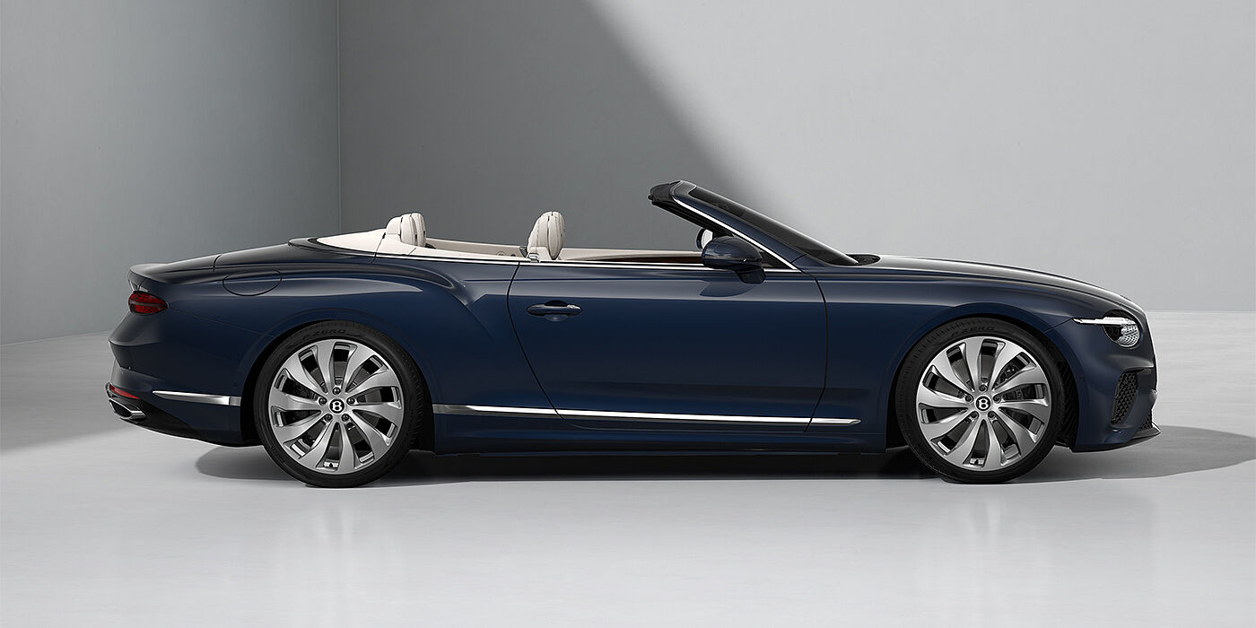 Thomas Exclusive Cars GmbH Bentley Continental GTC convertible in Dark Sapphire paint and 22" Ten Spoke wheels - profile