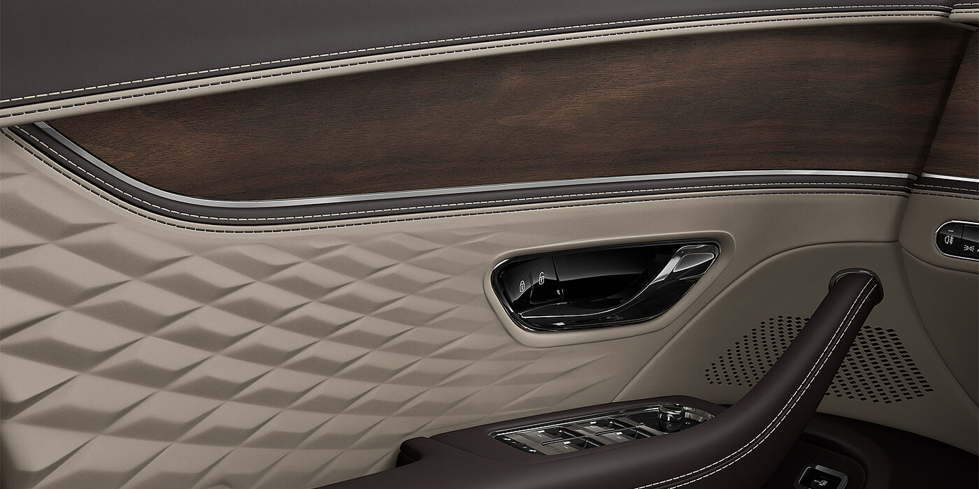 Thomas Exclusive Cars GmbH New Bentley Flying Spur Azure sedan door interior in Portland and Burnt Oak hides
