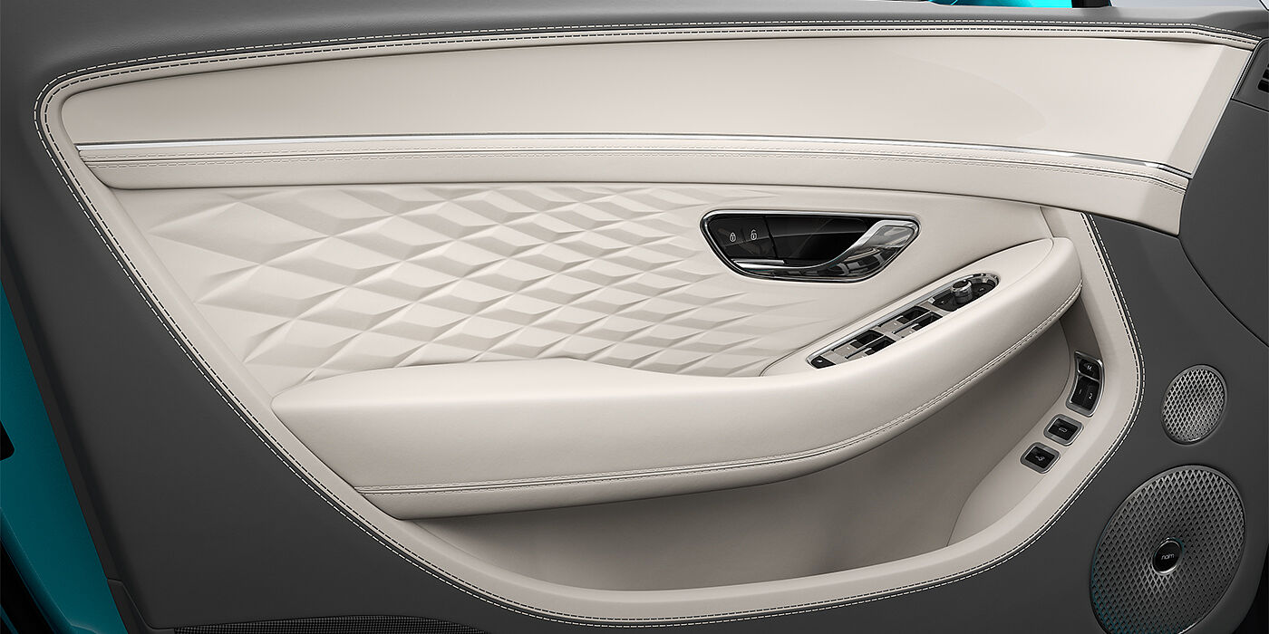 Thomas Exclusive Cars GmbH Bentley Continental GTC Azure convertible door detail in Linen and Gravity Grey hides