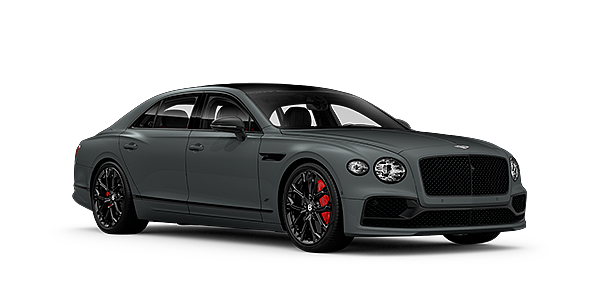 Thomas Exclusive Cars GmbH Bentley Flying Spur S front side angled view in Cambrian Grey coloured exterior. 