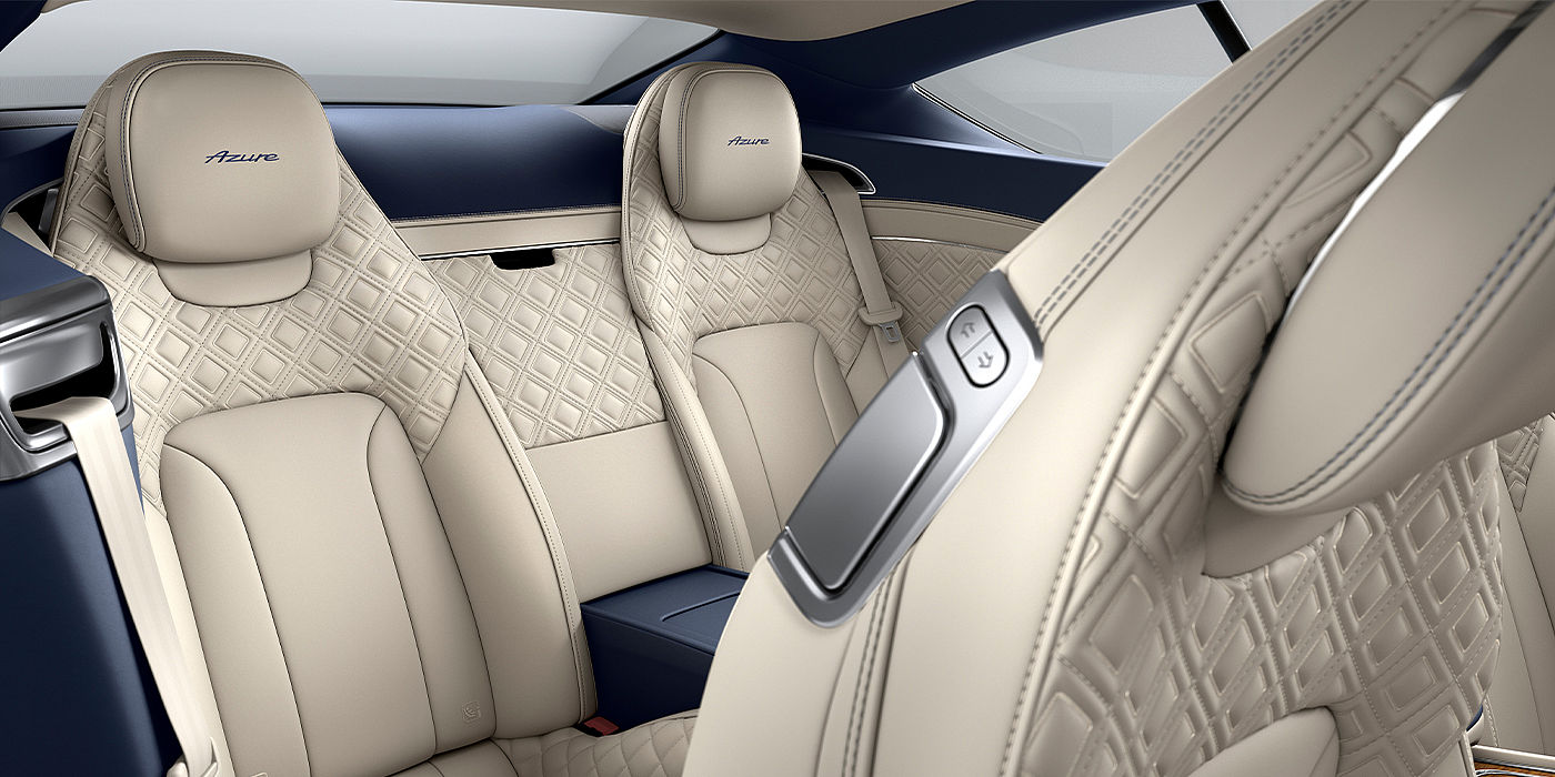 Thomas Exclusive Cars GmbH Bentley Continental GT Azure coupe rear interior in Imperial Blue and Linen hide