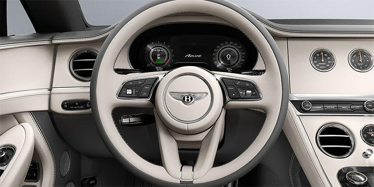 Thomas Exclusive Cars GmbH Bentley Continental GTC Azure convertible steering wheel in Linen and Gravity Grey hides